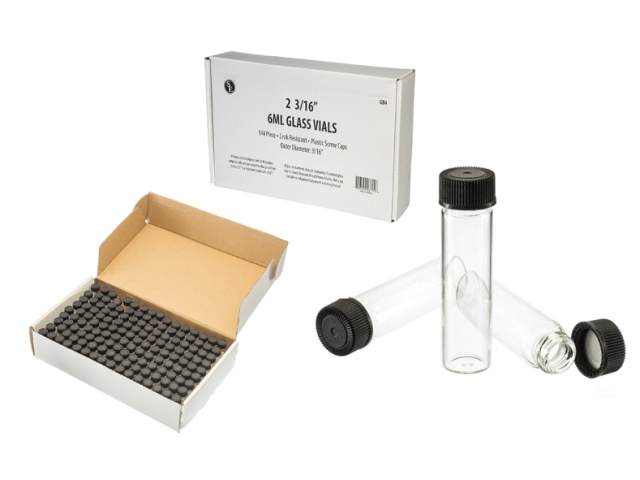 Glass Vial 2-3/16 w/Black Cap Or 12/$4.49\