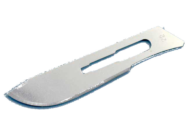 Scalpel blades, 100/box, #22 for use w/ #4 handle