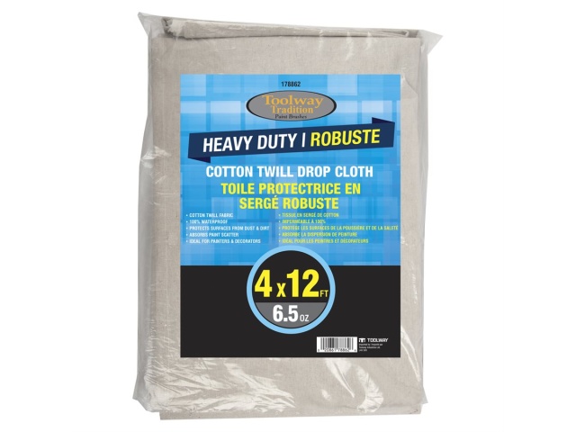 Heavy Duty Cotton Twill Drop Cloth 6.5oz 4ft x 12ft