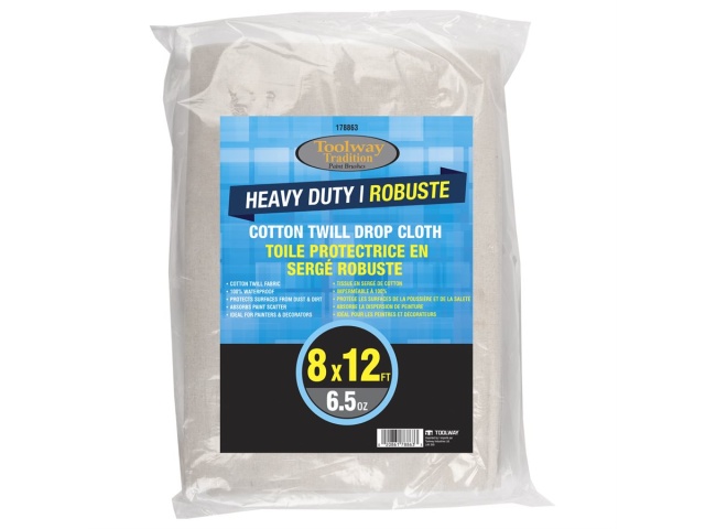 Heavy Duty Cotton Twill Drop Cloth 6.5oz 8ft x 12ft