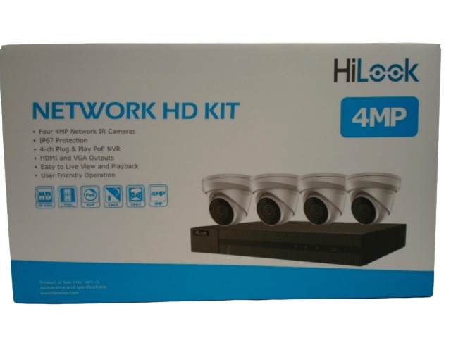 HiLook 4 channel Network Video Recorder 1TB kit with 4 cameras