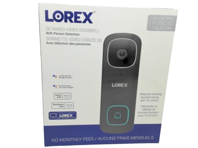 Lorex wifi video doorbell 2K wired with person detection - night light google/alexa