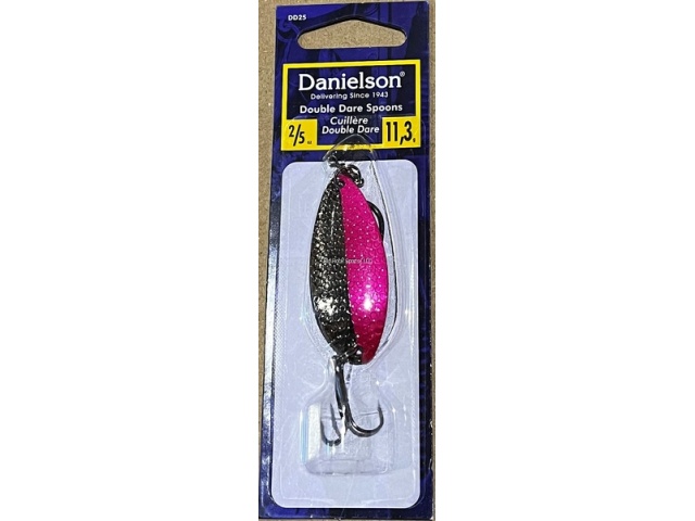 Danielson DD14HFLOPNK Double Dare Hammered Spoon, 1/4oz, w/Treble &
