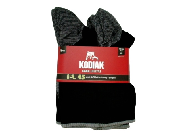 Socks Men\'s 6pk. Black Kodiak Casual Lifestyle