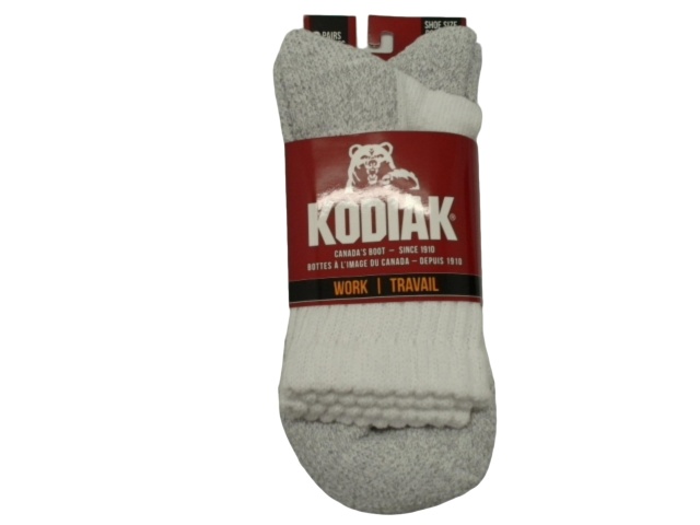 Socks Men\'s Work 2pk. White Size 7-12 Kodiak