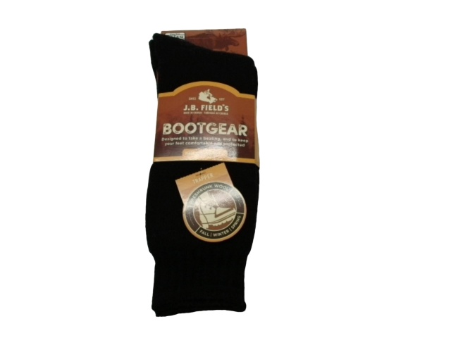 Work Socks Men\'s Bootgear Trapper Black Preshrunk Wool J.B. Field\'s