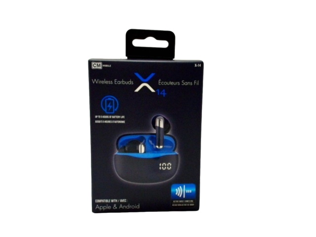 Earbuds Wireless X14 Blue 5 Hour Battery