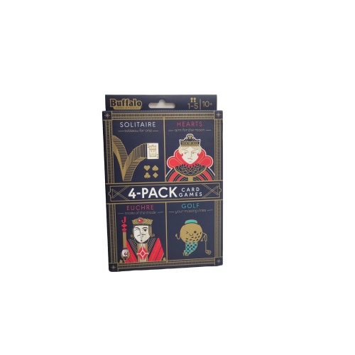 Card Games 4pk. Solitaire, Hearts, Euchre & Golf Buffalo