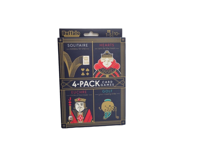 Card Games 4pk. Solitaire, Hearts, Euchre & Golf Buffalo