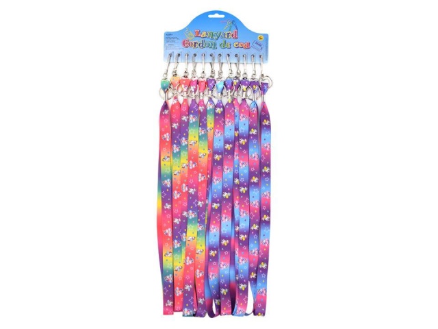 17 Unicorn Printed Lanyard w/clip, 12/Card\