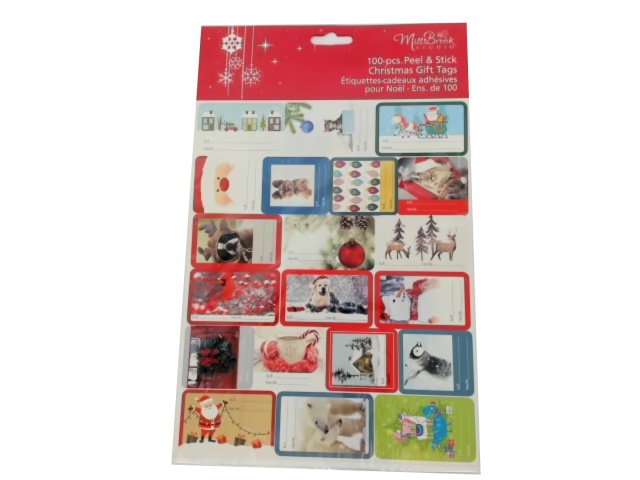 Christmas Gift Tags 100pk. Peel & Stick Mill Brook