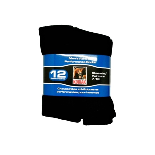 Socks Men's 12pk. Athletic Performance Black Kodiak