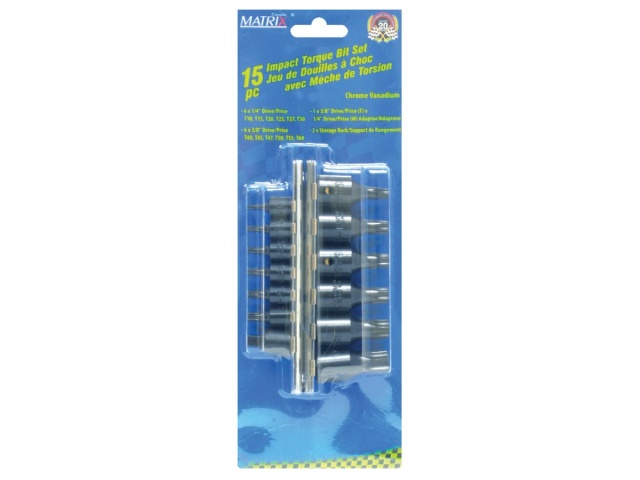 15 Pc 1/4 & 3/8 Air Torx Bit Socket Set\