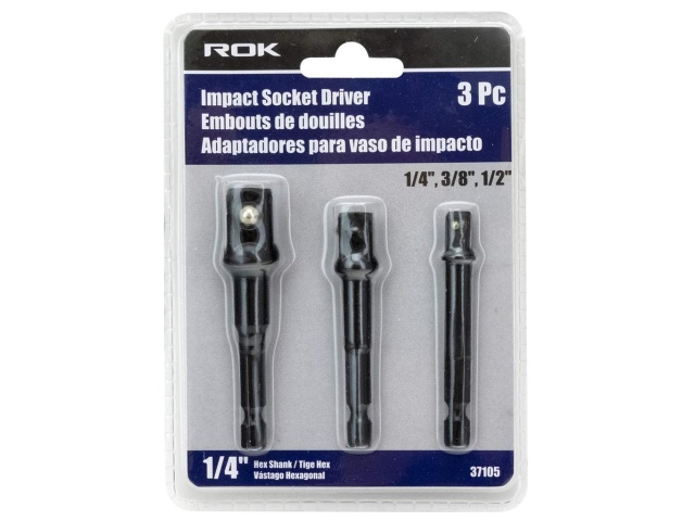Impact socker driver 3 pc set 1/4 3/8 1/2 with 1/4 inch shank