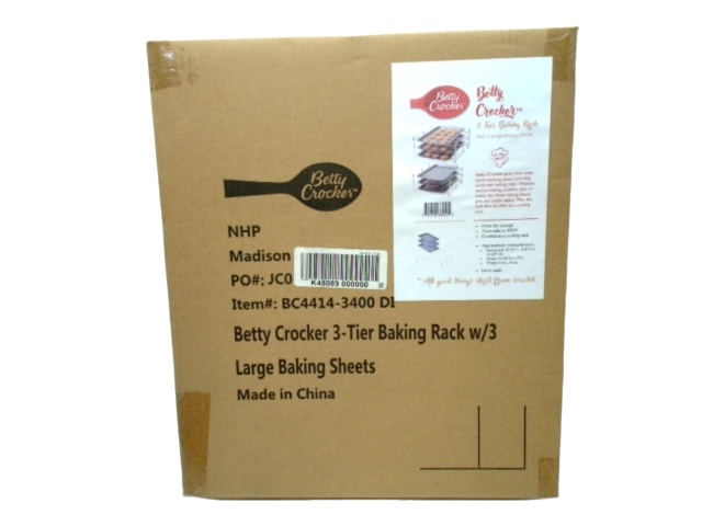 3 Tier Baking Rack w/3 Large Baking Sheets Betty Crocker (or $4.99 Each)