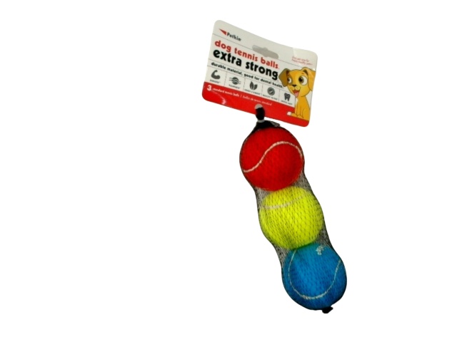 Dog Tennis Balls 3pk. Red/Yellow/Blue Petkin