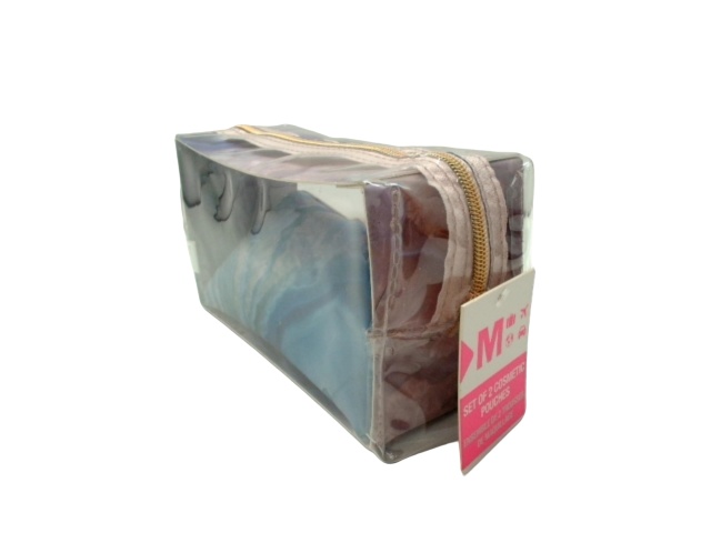 Cosmetic Pouches Set Of 2 Pink/Blue