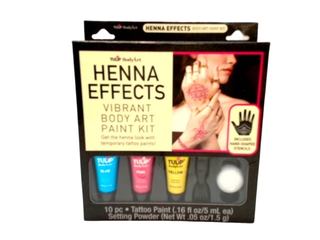 Henna Effects Vibrant Body Art Paint Kit 10pc. 5mL Each
