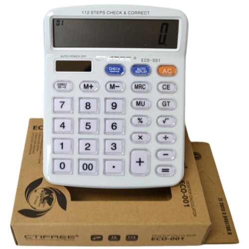 ECO-001 CALCULATOR 12-DIGIT DUAL POWER SOLAR & BATTERY
