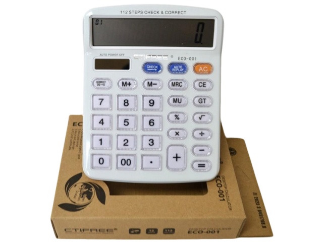 ECO-001 CALCULATOR 12-DIGIT DUAL POWER SOLAR & BATTERY
