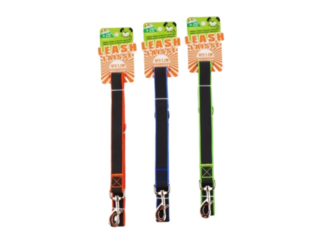 DOG LEASH 2.5CM x 4FT NEON GLOW IN DARK ASST\'D COLOR