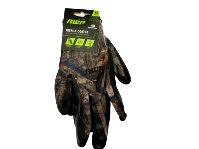 Gloves Nitrile Coated Camo X Large Mossy Oak Awp