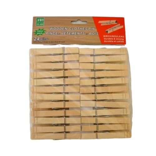 WOODEN CLOTH PINS 24PK