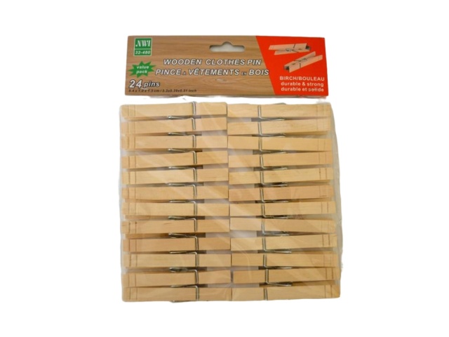 WOODEN CLOTH PINS 24PK