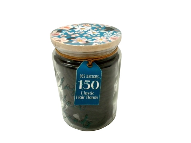 Hair Elastics 150 Pc. In Large Glass Jar Silk Petals