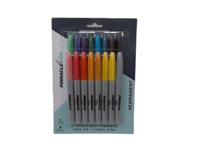 Permanent Marker 16pk. Fine Tip Ass\'t Colours Pinnacle 360