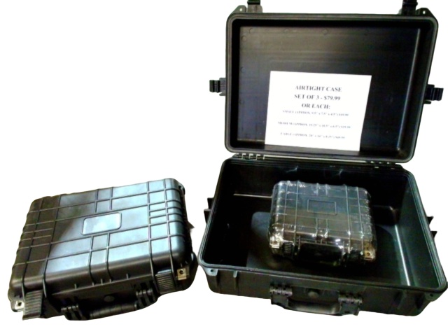 Airtight Case Set Of 3 Black Plastic (or $19.99, $29.99, $49.99)