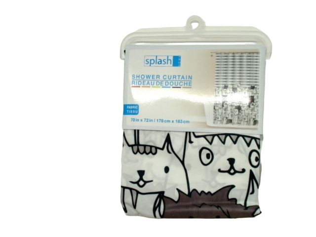 Fabric Shower Curtain Covert Kitties Black & White 70 X 72\