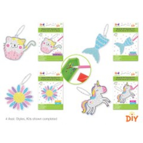 Krafty Kids Kit: Diamond Painting DIY Keychain Kit Asst 12eax4styles B) Fantasy Frolic