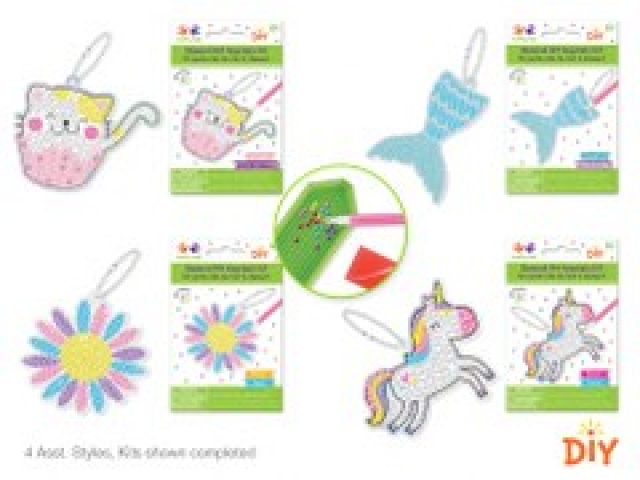Krafty Kids Kit: Diamond Painting DIY Keychain Kit Asst 12eax4styles B) Fantasy Frolic
