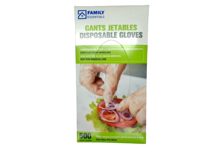 Disposable Gloves 500pk. Food Safe One Size Fits Most Family Essentials