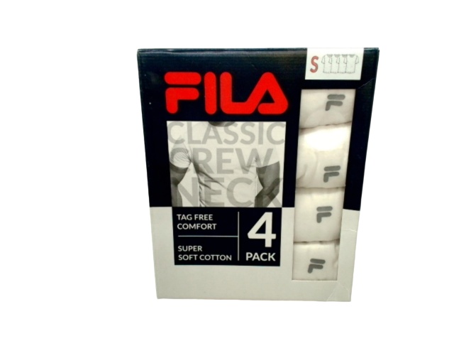 Men\'s White T-Shirt 4pk. Small Fila Classic Crew Neck Tag Free