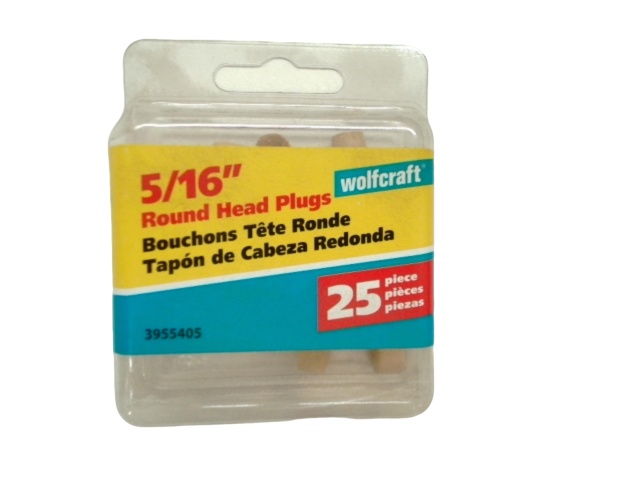 Round Head Plug 5/16 25pk. Wolfcraft\