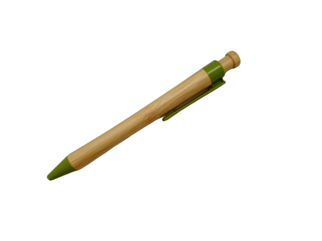 Bamboo Barrel Retractable Ballpoint Pen Blue Ink (or 4$1.00)