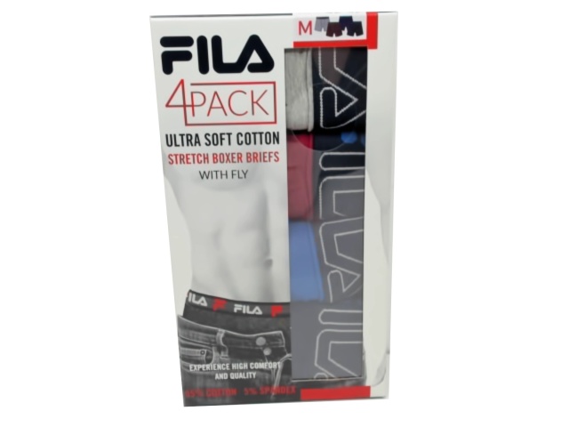Stretch Boxer Briefs 4pk. Medium w/Fly Fila Ass\'t