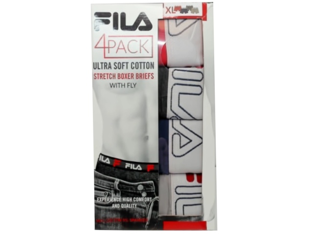 Stretch Boxer Briefs 4pk. Small w/Fly Fila Ass\'t