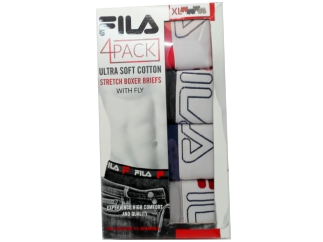 Stretch Boxer Briefs 4pk. XL w/Fly Fila Ass\'t