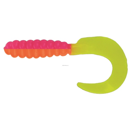 3 Curl Tail Grub, Orange/Pink/Chart, 10 per pack