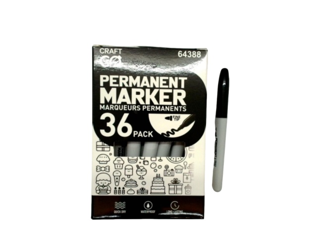 Permanent Marker 36pk. Black Fine Tip Craft Co (or $0.49ea.)