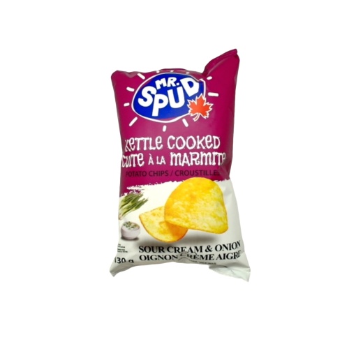 Mr. Spud Kettle Cooked Chips Sour Cream & Onion 130g.