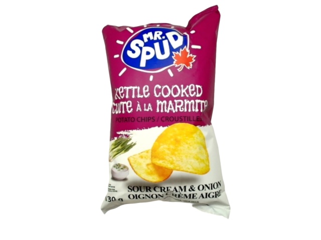 Mr. Spud Kettle Cooked Chips Sour Cream & Onion 130g.