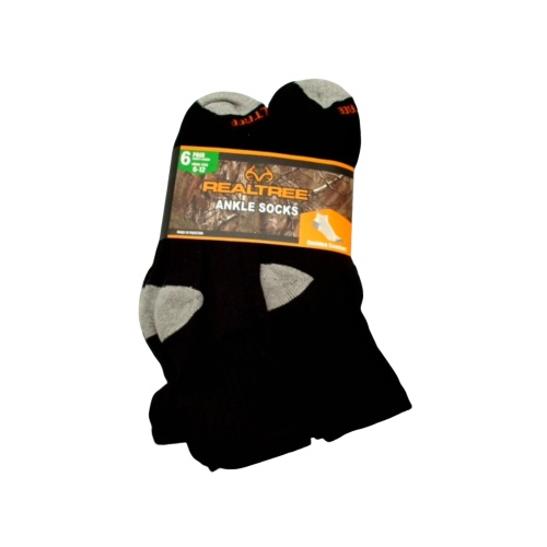 Ankle Socks 6pk Men's Black Realtree