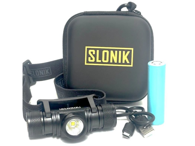 Headlamp 500 lumen LED rechargable with case - 2200mAh battery Slonik