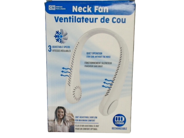 Neck fan - 3 adjustable speeds - quiet operation - rechargable