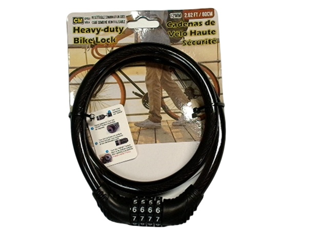 Combination bike lock 12mm heavy duty resettable 2.62 feet 80 cm