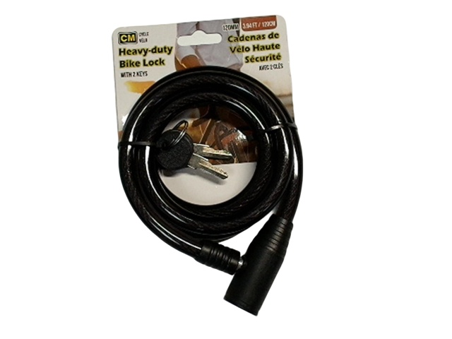 Keyed bike lock 12mm heavy duty with 2 keys 3.94 feet 120cm